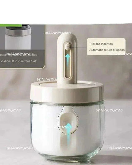 Luxury Spice Container Set with Built-in Spoon Lid and Airtight Organizer Box