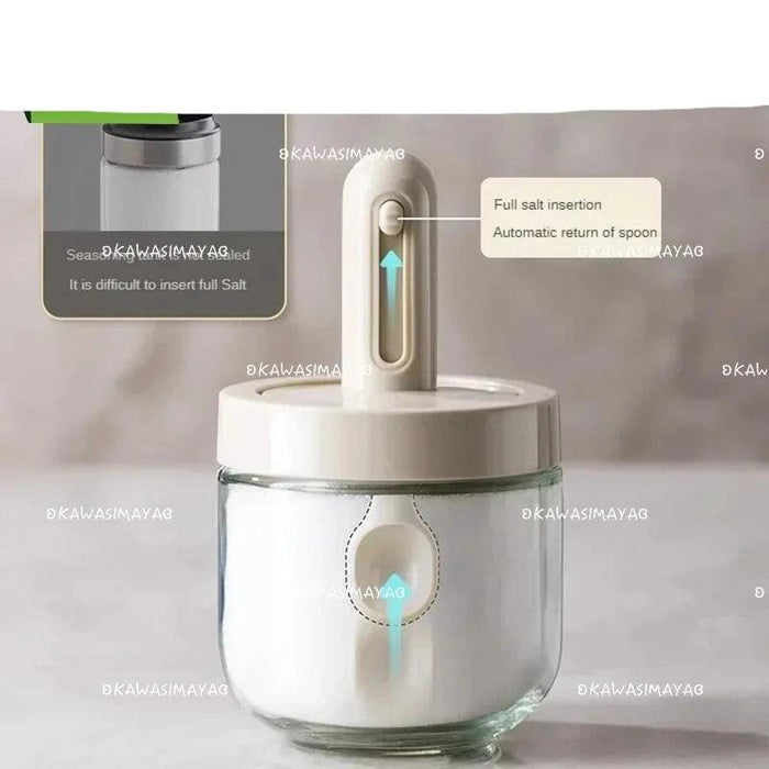 Luxury Spice Container Set with Built-in Spoon Lid and Airtight Organizer Box