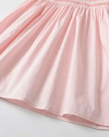 Delightful Baby Girls' Summer Lace Dress with Fun Bubble Sleeves and Exquisite Embroidery