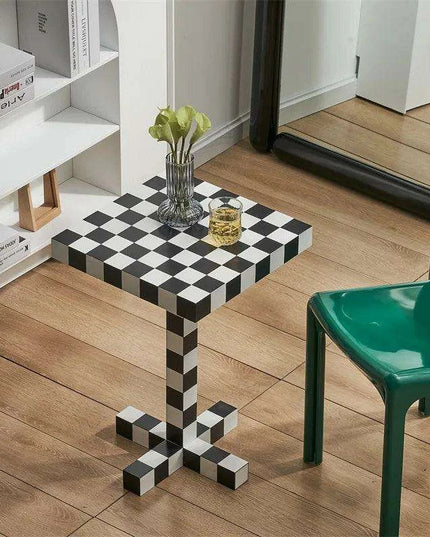 Chic Scandinavian Checkerboard Accent Table - Stylish Addition for Any Room