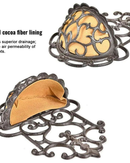 Antique-Style Brown Cast Iron Wall Planters - Set of 2