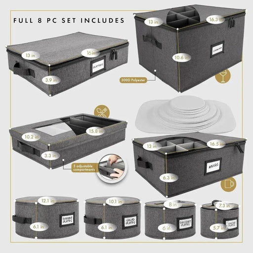 China Storage Box Set with Cushioned Protection - Ideal for Moving & Organizing Glassware, Silverware, and Dinnerware