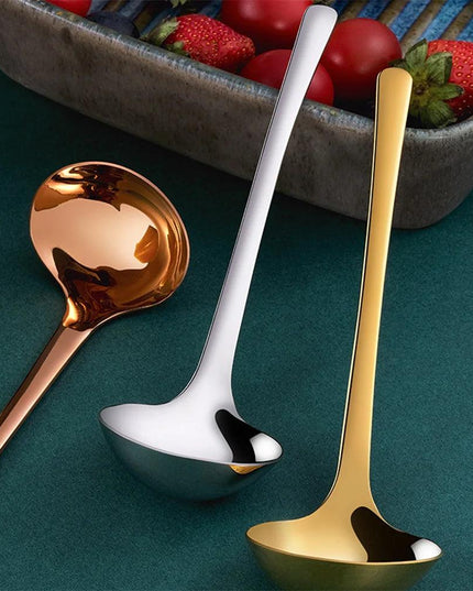 Stainless Steel Chef's Ladle with Long Handle - Ideal for Soup Serving and Cooking