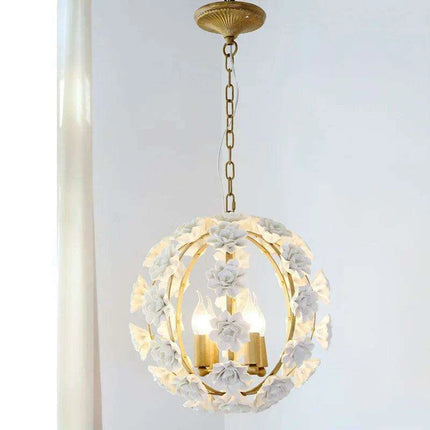Elegant Retro White Floral LED Ceiling Lamp - A Timeless Luxury Accent for Your Home