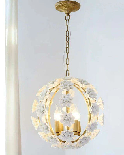 Elegant Retro White Floral LED Ceiling Lamp - A Timeless Luxury Accent for Your Home