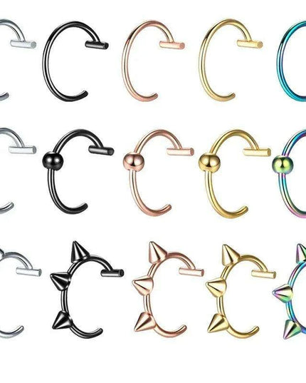 Chic Non-Pierced Stainless Steel Hoop Ring: Versatile Jewelry for Nose, Lip, and Septum