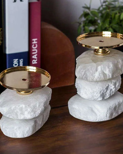 Natural Ore Candle Holder Set: Handcrafted Elegance for Wedding and Home Decor