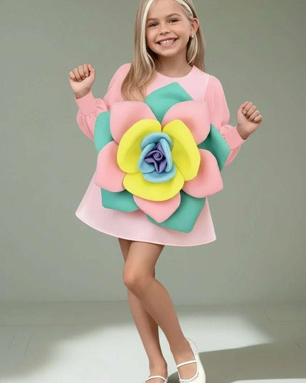 Elegant Floral Summer Dress for Girls - Perfect Party and Stage Show Outfit