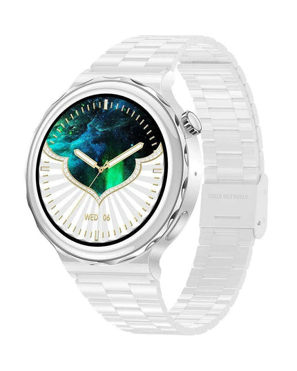 Stylish White Fitness Smartwatch with Comprehensive Health Tracking and NFC Integration