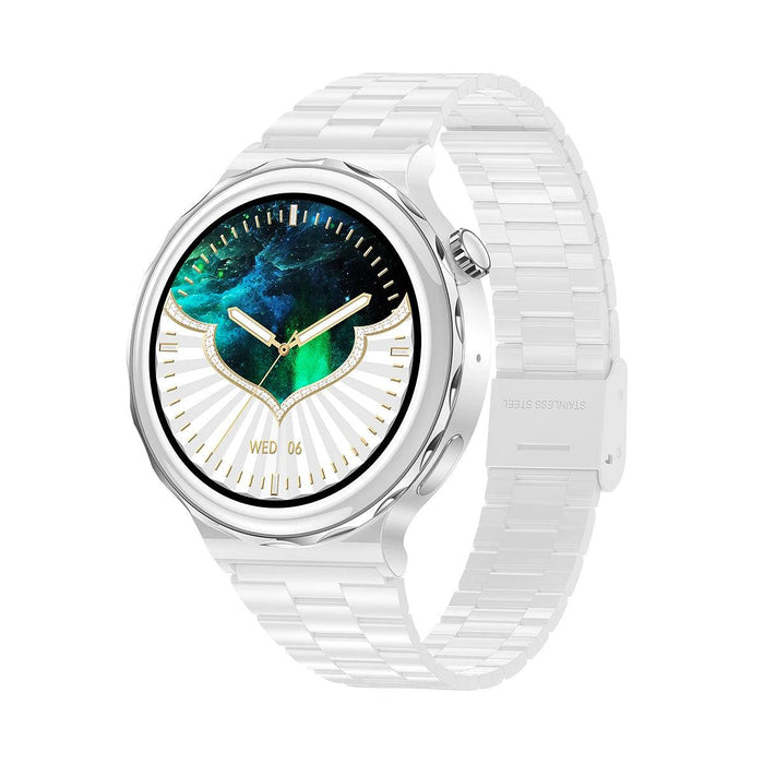 Stylish White Fitness Smartwatch with Comprehensive Health Tracking and NFC Integration