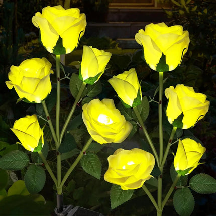 5-Head Solar Rose Garden Lights - White, Red, Blue & Yellow