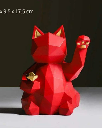 Chic Nordic Lucky Cat Statues - Modern Feng Shui Decor for Home and Office