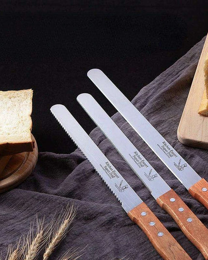 Ergonomic Wooden Handle Stainless Steel Slicing Knife Set - 4 Sizes for Ultimate Versatility