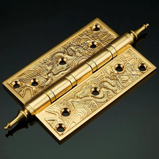 Luxury Dragon Pattern Brass Door Hinge — 5" Vintage Engraved Hinge