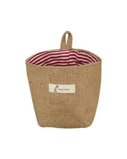 Versatile Foldable Jute and Cotton Storage Basket for Home and Travel