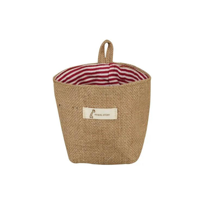 Versatile Foldable Jute and Cotton Storage Basket for Home and Travel