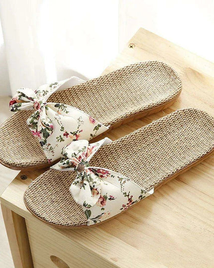 Chic Bohemian Flax Linen Slip-On Flip Flops for Women