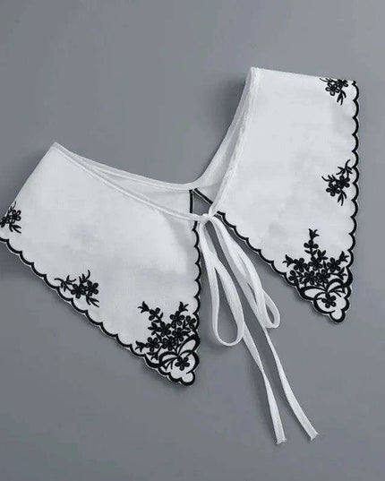 Embroidered Lace Detachable Collar for Women - Elegant White Shawl Accessory