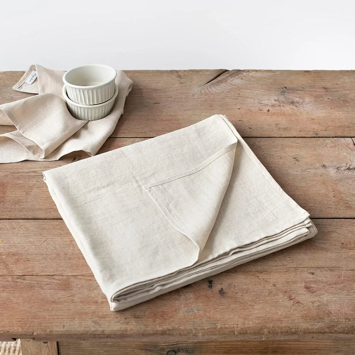 Pure Linen Natural Rectangle Tablecloth - Premium Quality European Flax Linen Table Cover