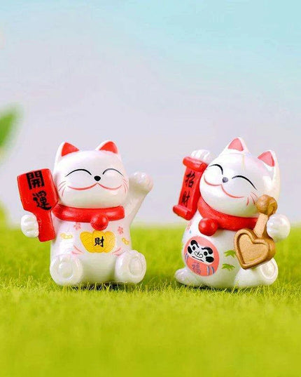 Charming Mini Maneki Neko Waving Cat Figurine - Good Luck Home Accent and Gift