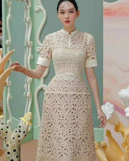 High Waist Lace Floral Evening Gown for Women