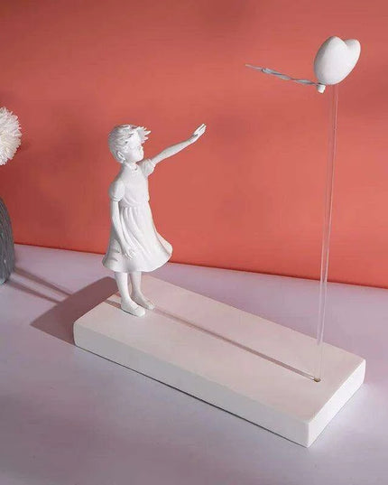 Heart Balloon Girl Banksy Inspired Resin Art Sculpture - Large Size Home Decor Piece