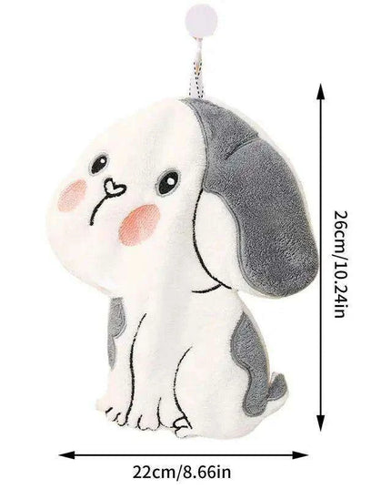 Adorable Dog-Shaped Coral Velvet Hand Towel with Convenient Hanging Loop - Perfect for Home Decor