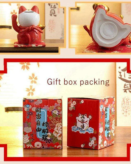Charming 5-Inch Maneki Neko Ceramic Bank - A Playful Touch of Good Fortune for Your Home