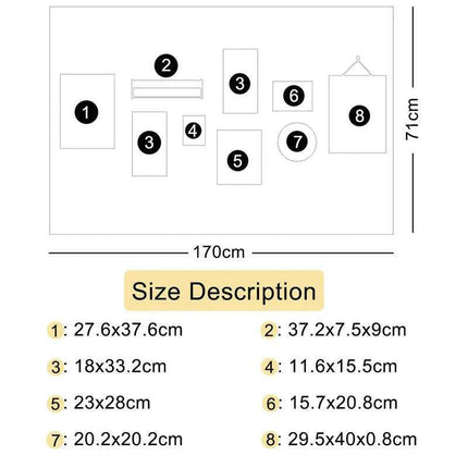 9-Piece Premium Wooden Gallery Set with Vase Shelf - Contemporary Wall Art Kit