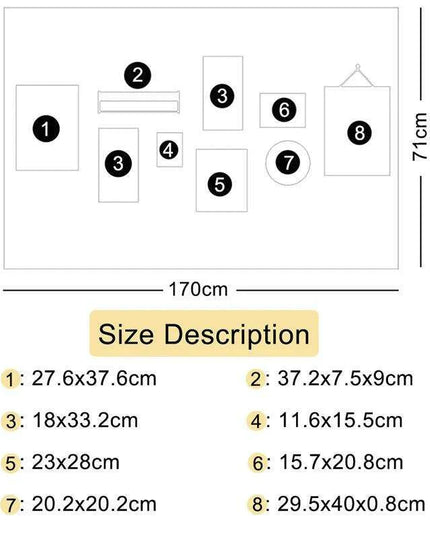 9-Piece Premium Wooden Gallery Set with Vase Shelf - Contemporary Wall Art Kit