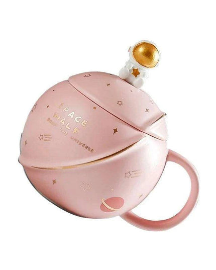 Cosmic Voyager 400ML Insulated Ceramic Mug with Lid and Spoon - Ideal for Coffee and Tea