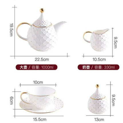 Elegant European Bone China Coffee and Tea Set with Chic Ceramic Teapot