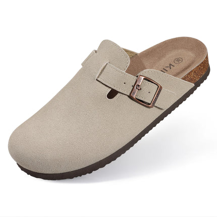 Comwarm Fashion Women's Suede Mules Slippers Men Clogs Cork Insole Sandals With Arch Support Outdoor Beach Slides Home Shoes comwarm-fashion-womens-suede-mules-slippers-men-clogs-cork-insole-sandals-with-arch-support-outdoor-beach-slides-home-shoes