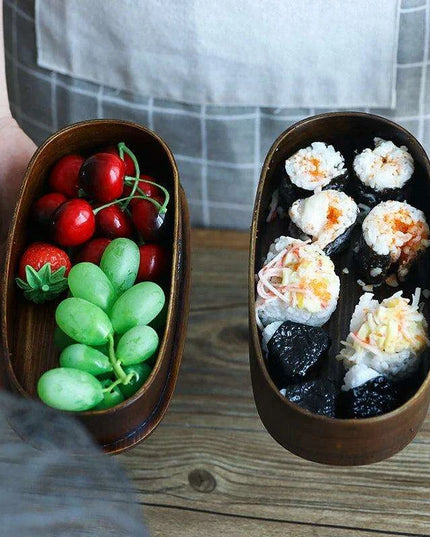 Elegant Japanese Wood Bento Box - Eco-Friendly Portable Lunch Container for Meals, Sushi, and Snacks