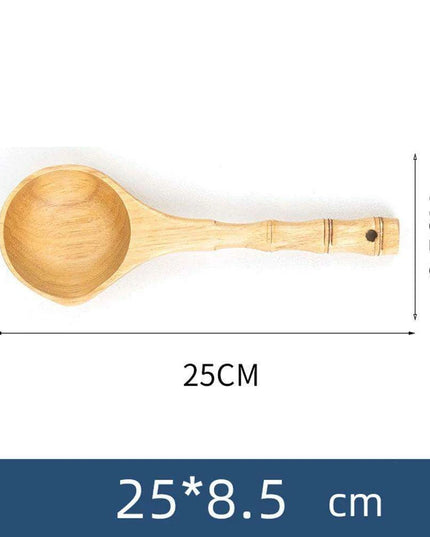 Chic Chestnut Wood Extended Handle Soup Ladle - Sophisticated Cooking Spoon for Your Culinary Space