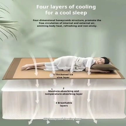 Ice Rattan Cooling Bed Mat | Breathable Natural Fibre Summer Mattress Cover
