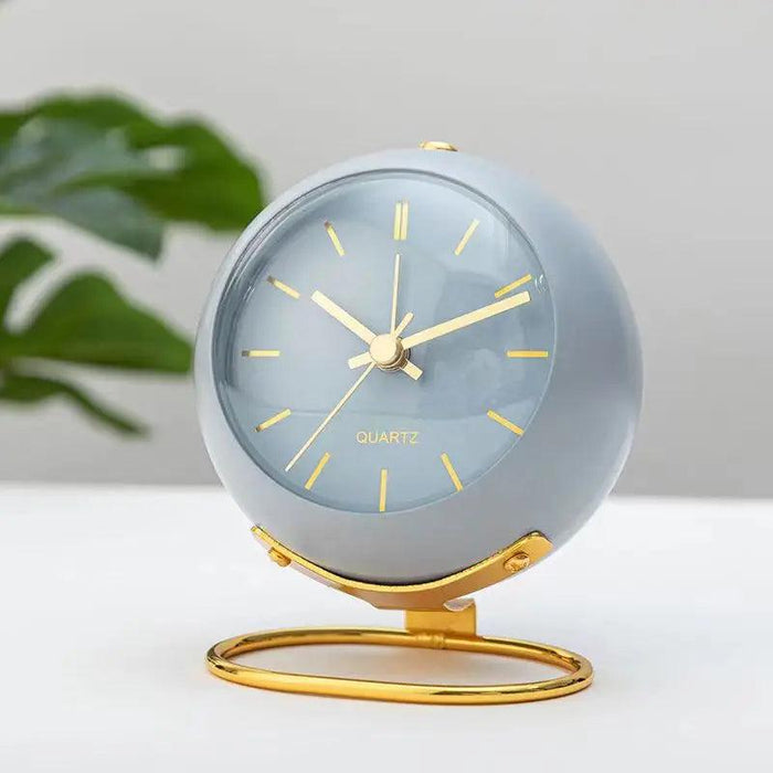 Modern Metal Frame Analog Alarm Clock with Soft Night Light – Chic Home Accent & Perfect Gift