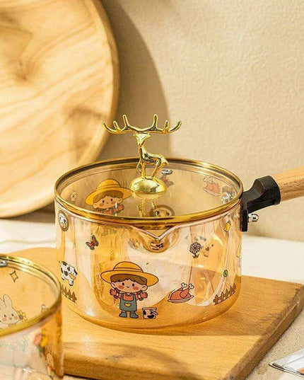 Amber Charm: 1.7L Borosilicate Glass Gourmet Cooking Pot for Soups and Noodles