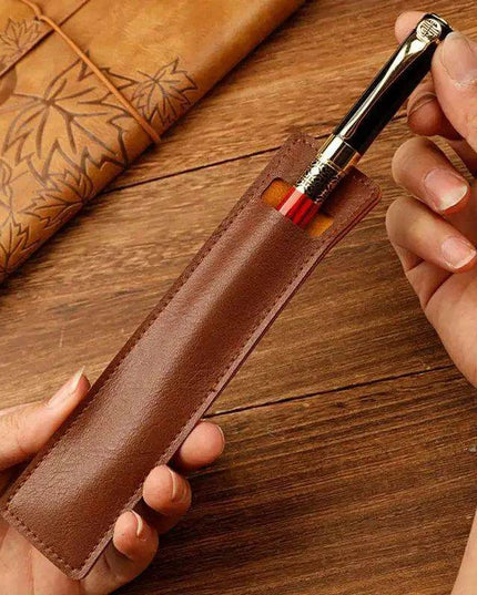 Elegant Leather Fountain and Stylus Pen Sleeve - Premium Protective Case