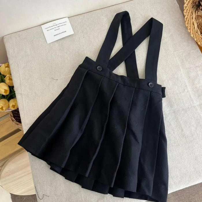 Girls' Long Sleeve Top and Playful Suspender Skirt Ensemble for Effortless Style