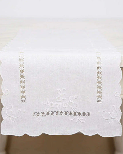 Timeless Vintage Linen Dining Ensemble with Exquisite Embroidery
