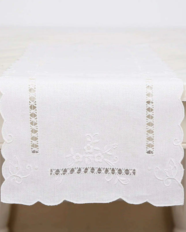 Timeless Vintage Linen Dining Ensemble with Exquisite Embroidery