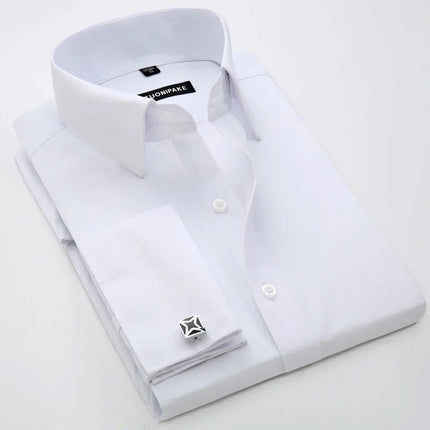 French Cuff Striped Dress Shirt — Slim Fit, Long Sleeve