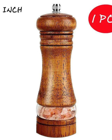 Vintage Handcrafted Wooden Spice Mill Set - 6-Inch Gourmet Salt and Pepper Grinders