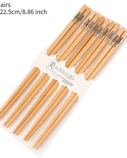 Chic Bamboo Chopstick Collection - 5 Pairs with Non-Slip Design