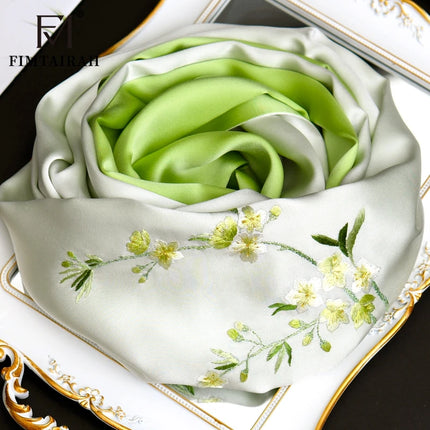 100% Silk Floral Shawl Scarf with Hand Embroidery – 5 Colours