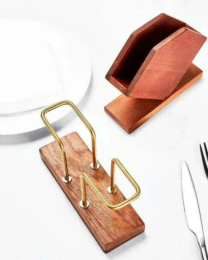 Sophisticated Wooden Tissue Holder Ensemble: Upgrade Your Dining Atmosphere