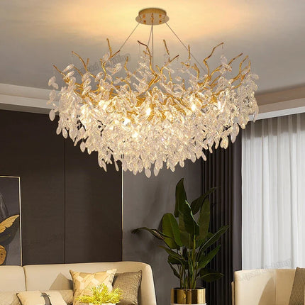 Luxury Gold LED Chandelier — Round & Linear | 6 Sizes | Living Room & Hotel