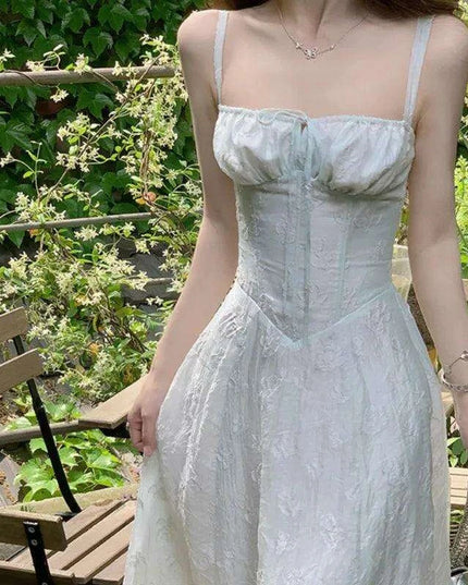 Elegant Vintage A-Line Spaghetti Strap Evening Dress for Women - Chic Square Neck Party Attire