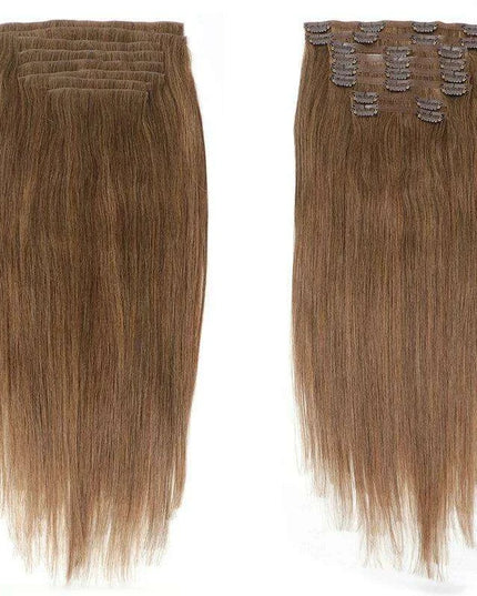 Invisible Seamless Clip-In Human Hair Extensions - 8 Piece Set, 100G/120G, 12-22 Inch Lengths